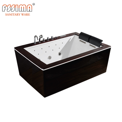 Hydromassage Waterfall Whirlpool Bathtub 1800 Colorful Lights Wooden Top